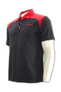 P181 班衫polo訂造 班衫polo設計      黑色  撞色領紅色